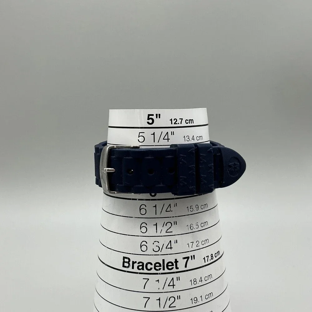 Michele Tahitian Womens Watch 41mm Silver Tone Chrono Blue Rubber New Battery